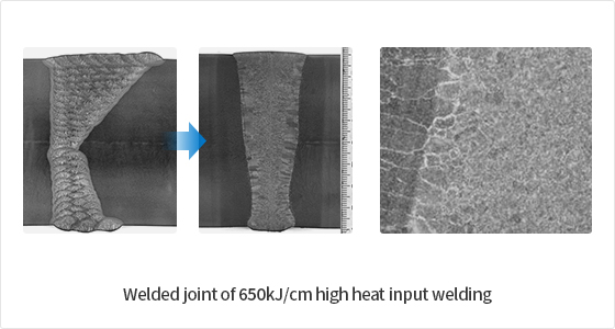 Welded joint of 650kJ/cm high heat input welding